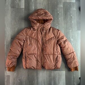 Girls GAP Tan Puffer Jacket with Dot Pattern